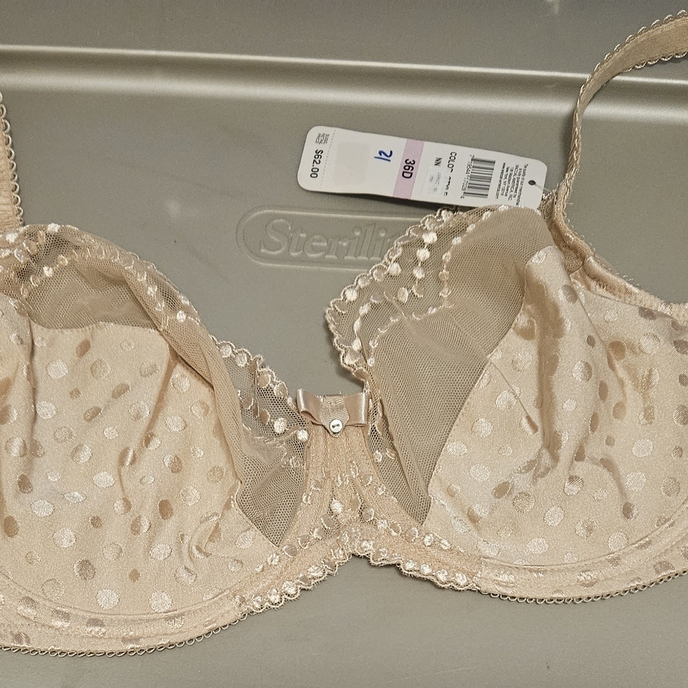 Wacoal Polka Dot Mesh Bra in Cream
